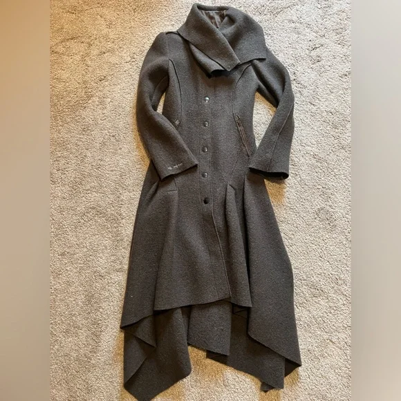 Cop.Copine | Jackets & Coats | Cop Copine Olive Boiled Wool Coat